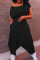Black Fashion Casual Solid Basic O Neck Harlan Jumpsuits