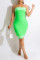 Green Fashion Casual Print Patchwork Backless Strapless Sleeveless Dress