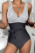 Black Sexy Striped Print Patchwork Swimwears