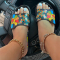 Black Casual Living Patchwork Printing Round Comfortable Shoes