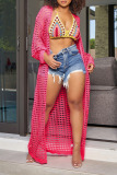 Yellow Sexy Solid Hollowed Out Patchwork Swimwears Cover Up