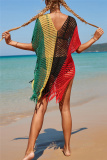 Black Fashion Sexy Patchwork Tassel Hollowed Out See-through Swimwears Cover Up