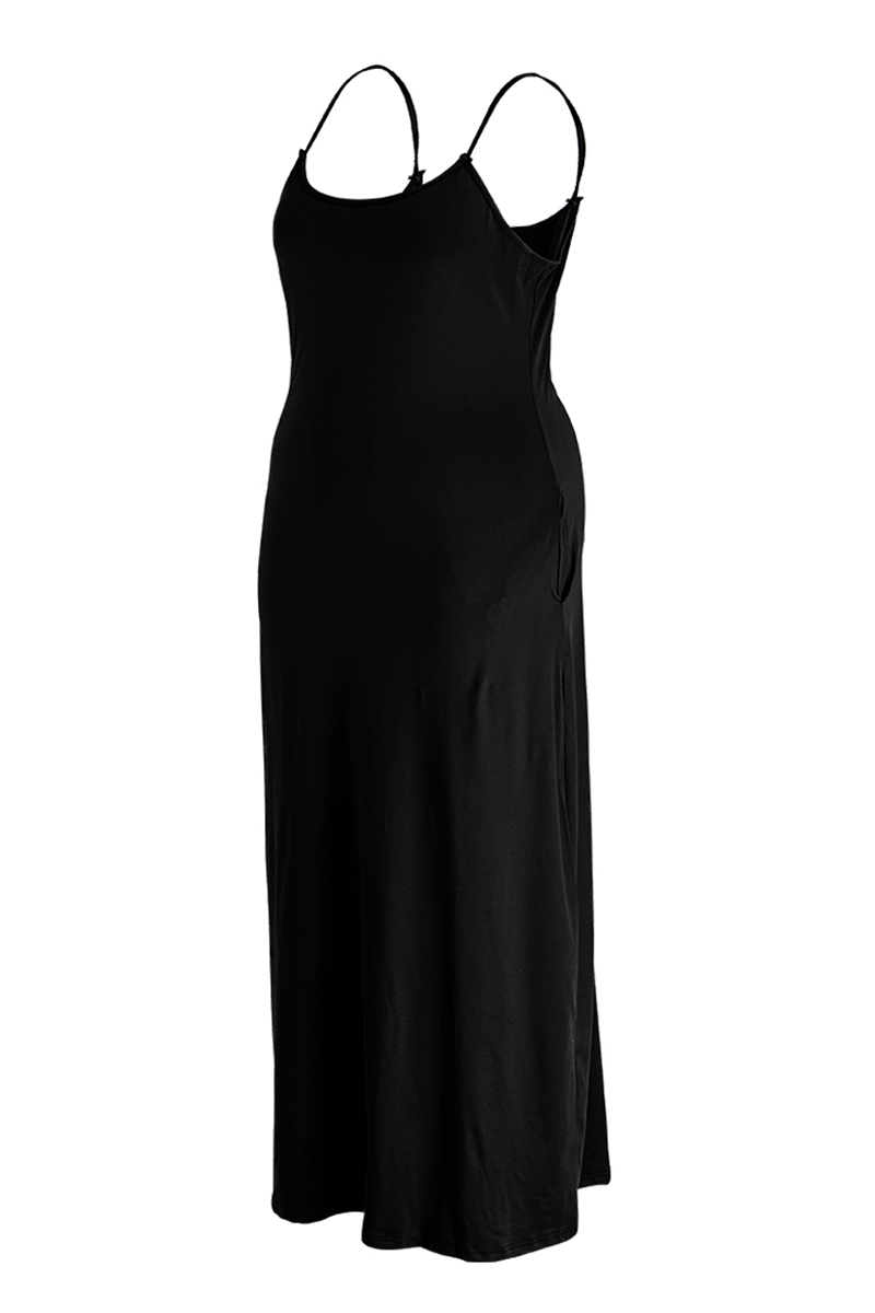 Wholesale Black Sexy Casual Plus Size Solid Backless Spaghetti Strap Long Dress K45512 2 Online 8528