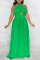 Green Elegant Solid Patchwork Backless Fold Halter Straight Dresses