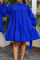 Blue Casual Sweet Solid Patchwork Flounce Fold O Neck A Line Dresses