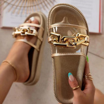 Gold Fashion Casual Split Joint Round Comfortable Shoes