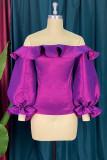 Purple Fashion Casual Solid Patchwork Backless Off the Shoulder Tops