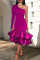 Purple Fashion Sexy Solid Split Joint Backless Oblique Collar Evening Dress