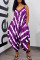 Purple Casual Print Split Joint Spaghetti Strap Loose Jumpsuits