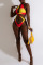 Red Sexy Print Bandage Hollowed Out Patchwork Swimwears