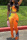 Orange Yellow Fashion Sexy Casual Print Tie Dye Backless Slit Strapless Sleeveless Two Pieces