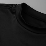 Black Sexy Street Print Patchwork Slit Asymmetrical Half A Turtleneck Irregular Dress Dresses