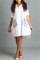 White Lightly cooked Fashion adult Cap Sleeve Long Sleeves Notched Asymmetrical Knee-Length Prin