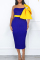 Blue Fashion Sexy Solid Patchwork With Bow One Shoulder Evening Dress