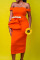 Tangerine Red Celebrities Elegant Solid Split Joint Off the Shoulder One Step Skirt Dresses