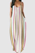Stripe Casual Striped Print Split Joint Spaghetti Strap Sling Dress Dresses