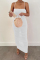 White Fashion Casual Solid See-through Backless Fold Spaghetti Strap Long Dress