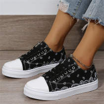 Black Fashion Casual Bandage Split Joint Printing Round Comfortable Shoes