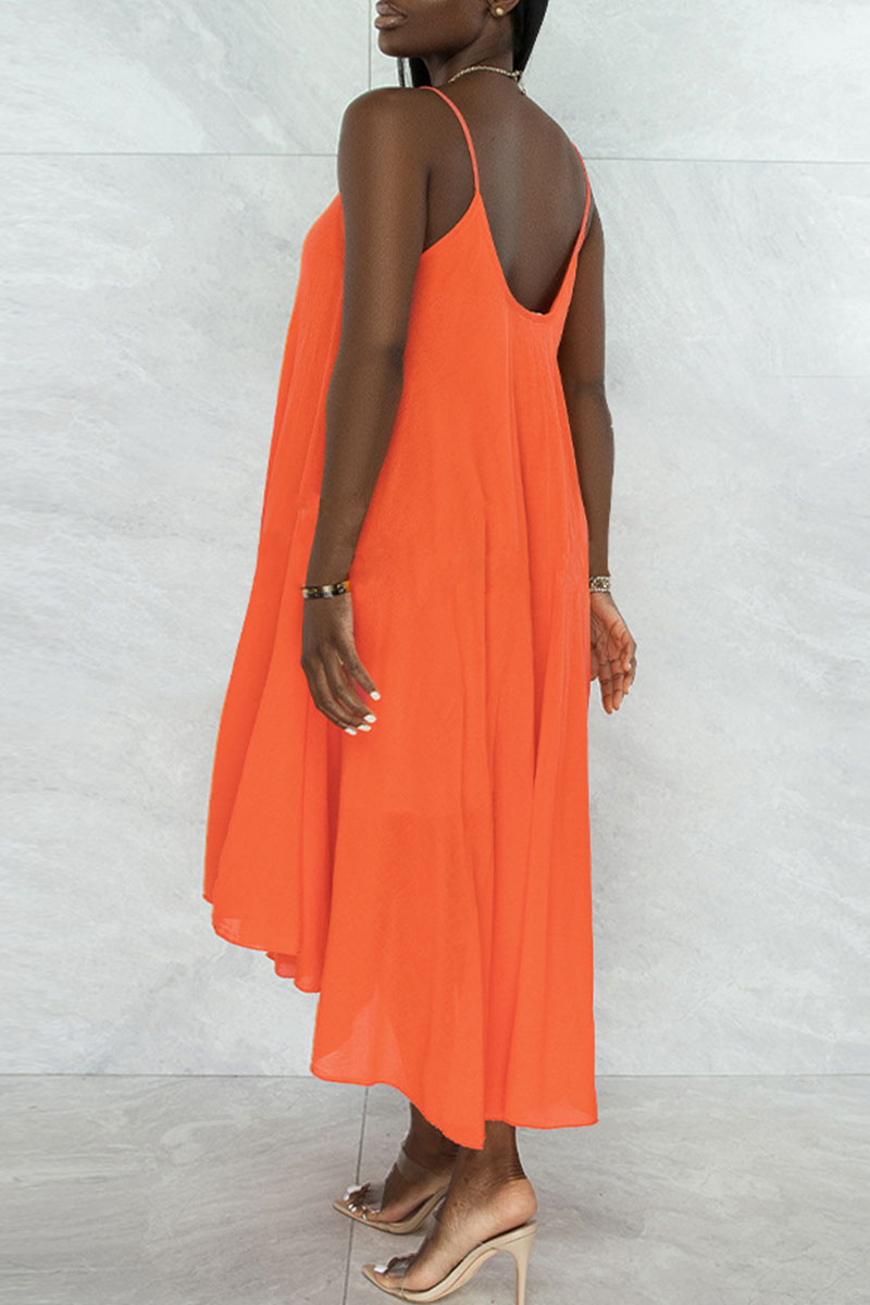 Elegant Hollow Out Patchwork Backless Spaghetti Strap Sling Dresses