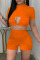 Orange Fashion Sexy Solid Hollowed Out Backless Half A Turtleneck Short Sleeve Two Pieces