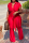 Red Fashion Solid Bandage Turndown Collar Boot Cut Jumpsuits