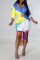 Multicolor Sweet Color Lump Print Patchwork Turndown Collar Shirt Dress Dresses