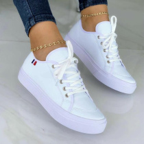 White Fashion Casual Bandage Split Joint Solid Color Round Comfortable Out Door Shoes