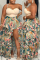 Multicolor Fashion Casual Print Asymmetrical Plus Size Skirt