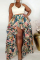 Multicolor Fashion Casual Print Asymmetrical Plus Size Skirt
