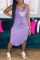 Purple Casual Print Patchwork Asymmetrical U Neck Vest Dress Dresses