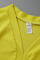 Yellow Casual Solid Patchwork V Neck Short Sleeve Two Pieces