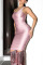 Pink Fashion Sexy Solid Backless One Shoulder Long Dress