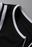 Black Sexy Sportswear Solid Patchwork Zipper Collar Skinny Jumpsuits