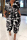 Black Gray Casual Print Patchwork Buckle Turndown Collar Loose Jumpsuits