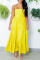 Yellow Fashion Casual Solid Backless Spaghetti Strap Long Dress