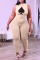 Apricot Casual Print Patchwork O Neck Plus Size Two Pieces