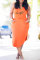 Orange Fashion Casual Print V Neck Vest Dress