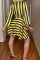 Yellow Fashion Casual Striped Print Split Joint V Neck Long Sleeve Dresses