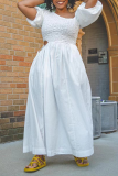 White Fashion Solid Fold One Shoulder Cake Skirt Dresses