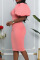 Pink Fashion Casual Solid Hollowed Out O Neck Short Sleeve Dress Dresses