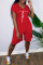 Red Fashion Casual Print Basic V Neck Regular Romper