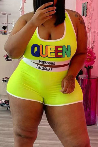 Green Casual Sportswear Solid Embroidered Patchwork U Neck Plus Size Two Pieces