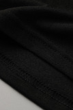 Black Fashion Casual Sportswear Letter Print Basic U Neck Sleeveless Two Pieces