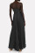 Black Celebrities Elegant Solid Split Joint Fold Spaghetti Strap Straight Dresses