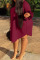 Burgundy Casual Solid Split Joint Asymmetrical O Neck Straight Plus Size Dresses