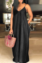 Black Fashion Sexy Casual Solid Printing Slip Dresses