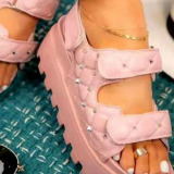 Black Fashion Casual Patchwork Opend Comfortable Out Door Wedges Shoes