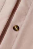 Khaki Casual Solid Patchwork Buckle Slit Asymmetrical Mandarin Collar Shirt Dress Dresses