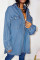 Medium Blue Fashion Casual Solid Patchwork Turndown Collar Long Sleeve Regular Denim Jacket