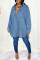 Medium Blue Fashion Casual Solid Patchwork Turndown Collar Long Sleeve Regular Denim Jacket